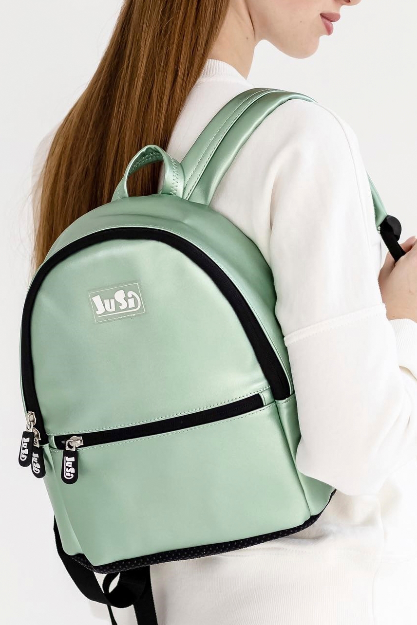 Фото товару Рюкзак дитячий еко шкіра м'ятного кольору однотонний №1