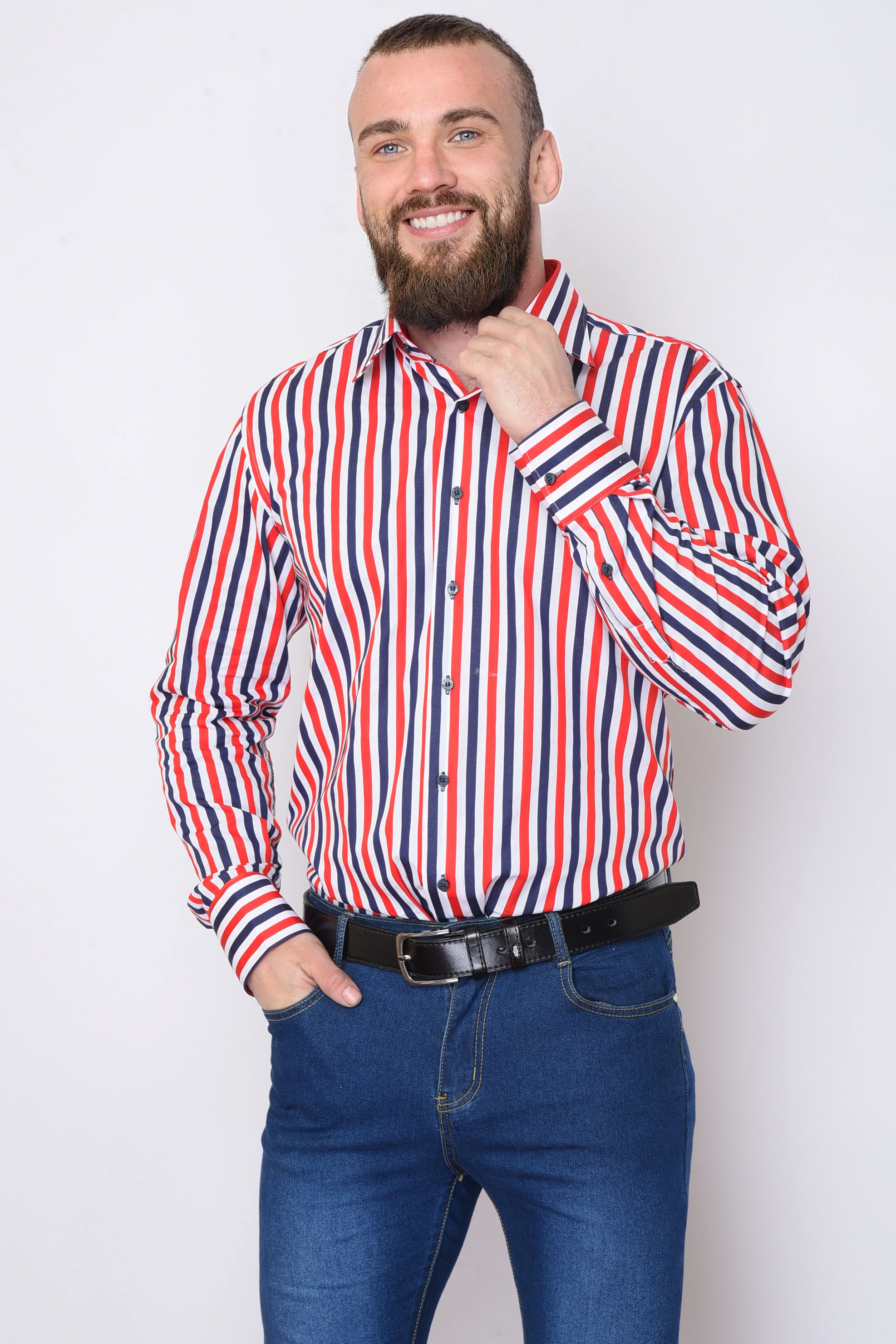 Фото товару Сорочка чоловіча синьо-червона №6