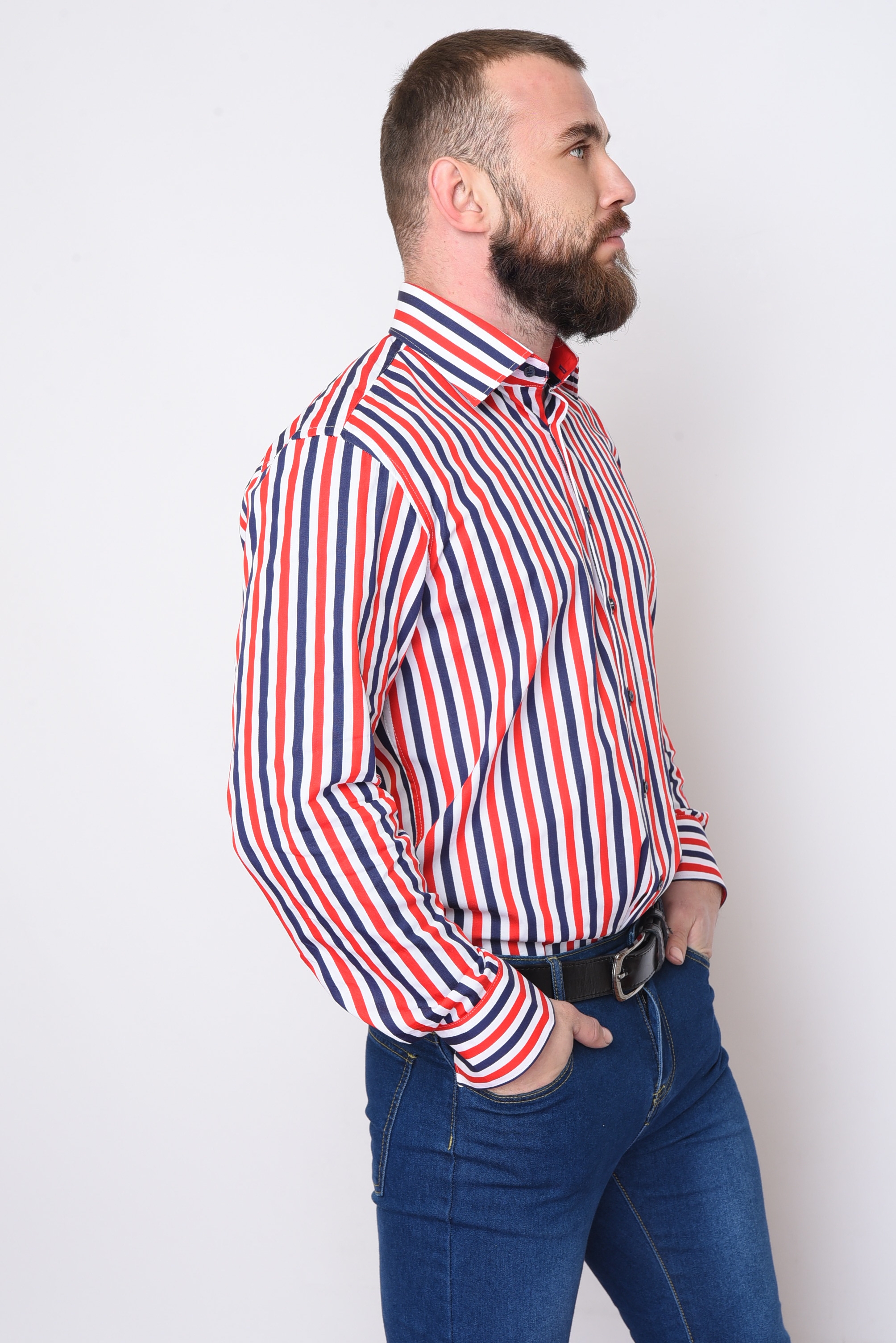 Фото товару Сорочка чоловіча синьо-червона №4