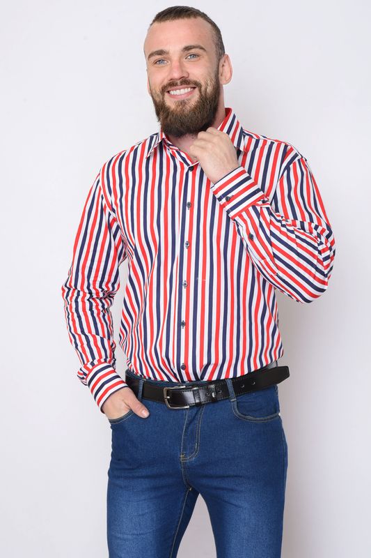 Фото товару Сорочка чоловіча синьо-червона